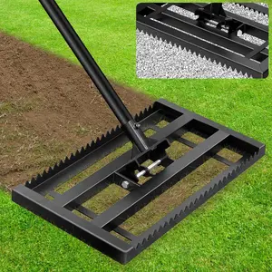 Lawn Leveling Rake-17''x10 Leveler Reinforced Landscape Tool, Lawn Rake with Serrated Edge & for Soil Compost Sand Grass Dirt Yard 6.5FT Handle