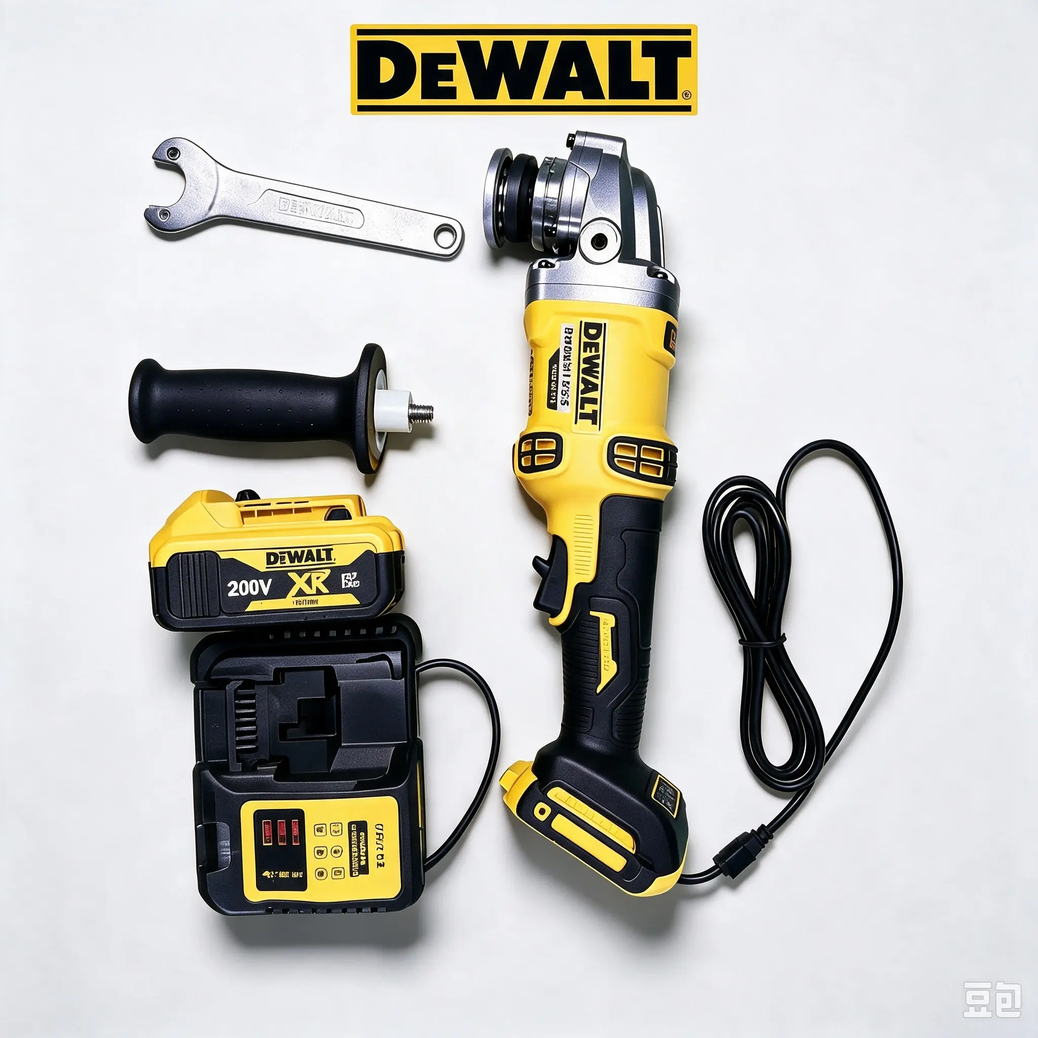 DEWALT DCG405FN 20V MAX Brushless Cordless Angle Grinder, 5 in (125mm) Flat-Head, 9000RPM, Electronic Brake, E-Clutch, Anti-Kickback, Soft-Start, 2-Position Side Handle, Bare Tool for Metal Cutting, Narrow-Corner Construction Repair