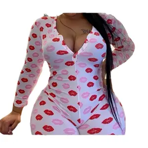 “My Kisses” long sleeve onesies for lounge wear and night wear