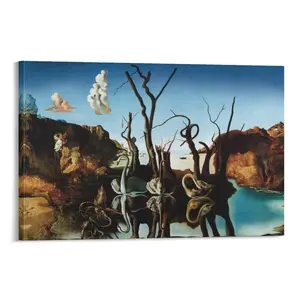 Salvador Dali Reflection of Swan Lake Modern Abstract Art Aesthetic Posters Poster Canvas Wall Art For Bedroom Decor Bar Office Room Decor Gift