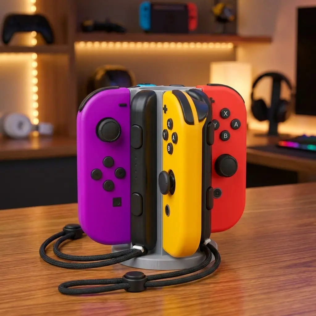 Joy-Con Holder for 4 Controllers | Space-Saving Vertical Organizer Stand | Desk Display Game Accessory