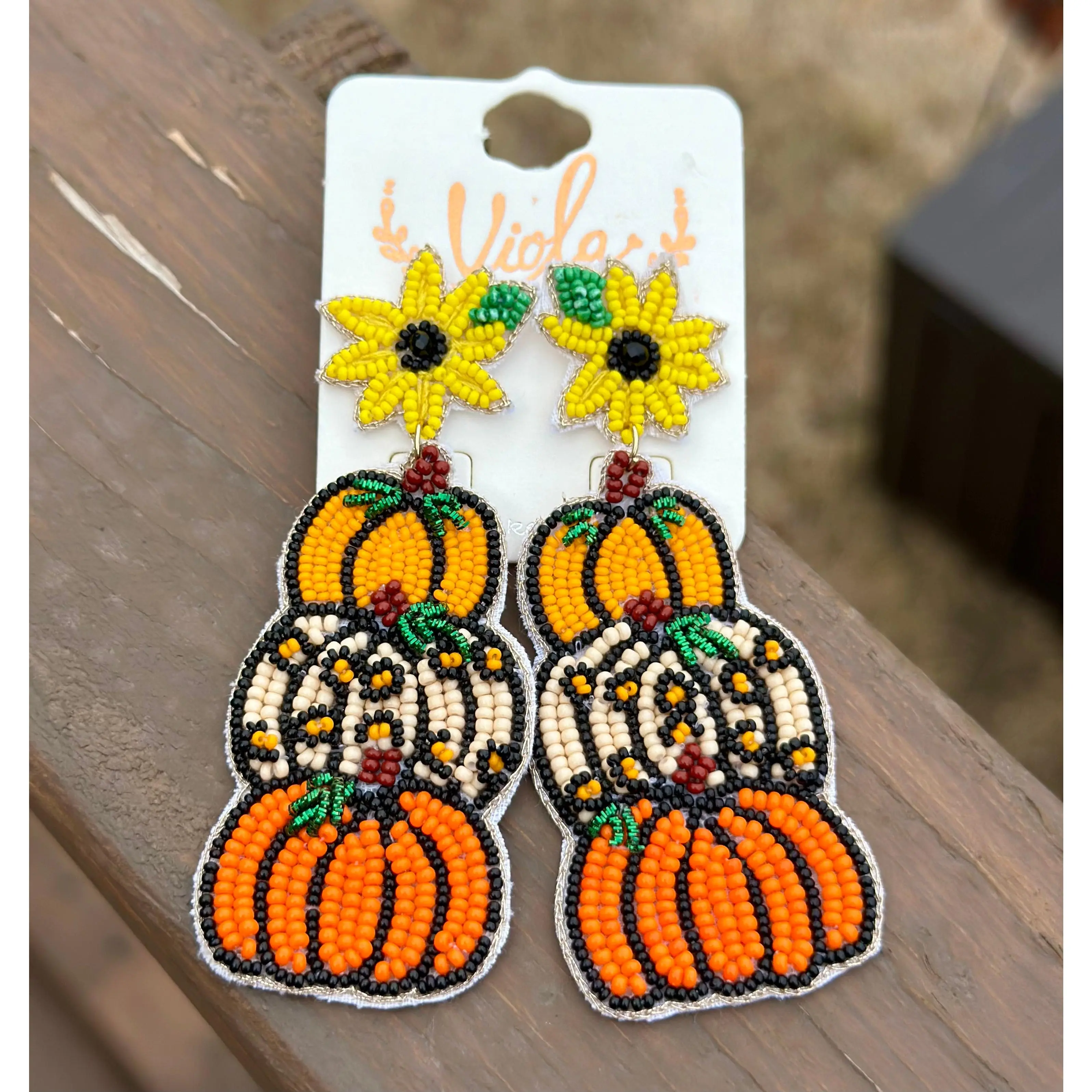 Harvest Pumpkin Beaded Earrings