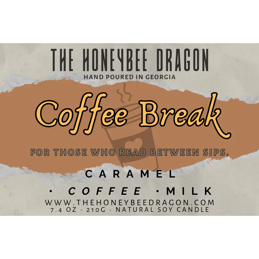 The Honeybee Dragon Coffee Break Bookish Candle 7.4 oz Soy Aroma Decor Caramel Vanilla Coffee Scent Cozy Reading Nook Perfume Ornaments