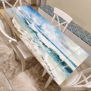 Peel and Stick Ceramic Tiles - Set of 36 - Ocean Waves - Great for IKEA Table - 2'x4.5' Surface Coverage - Free Shipping - 3 Day Production.