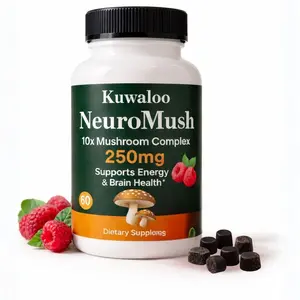 Kuwaloo NeuroMush Worlds Smartest Mushroom Complex Gummies - 10X Mushroom Supplement w Lion's Mane, Reishi & Cordyceps (60 Gummies) | Nootropic Brain Support, Immune & Stress Support | No Mixing Daily| Vegan Chews