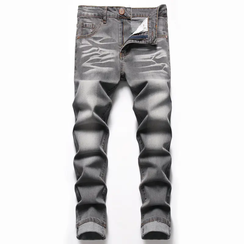 JUNBAOSS Mens Slim Fit Stretch Jeans Ripped Skinny Jeans for Men, Distressed Straight Leg Casual Fashion Comfort Flex Waist Denim Pants, Menswear Classic Street Style Cotton Fabric Jean Natural Hipster Personalized Stylish Jeans with Pockets