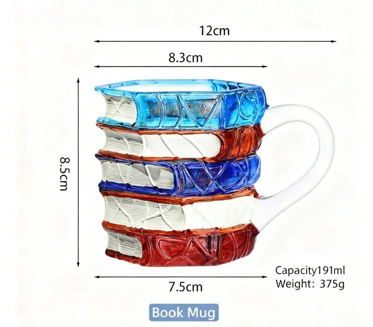 Ceramic Innovative 3D Painting Book Mug Unique Stacked Coffee Cup Perfect Gift for Literature Lovers Creative Colorful Book Gift Ideal for Christmas TikTokShopBlackFriday Reuse Reusable