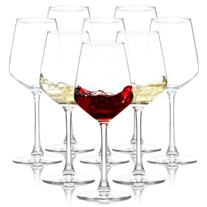 Long Stem Wine Glasses Set of 8, 12oz Clear Red/White for Party, Wedding and Home Drinkware