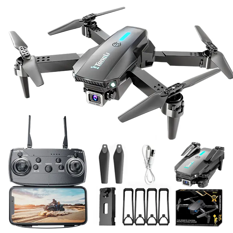 Foldable Electronic Drone with HD Flying Camera, Remote Control Quadcopter, Portable 1-Key Take Off, Stable Hover, Easy to Fly for Beginners, Ideal Holiday Gift for Christmas Halloween Thanksgiving Birthday