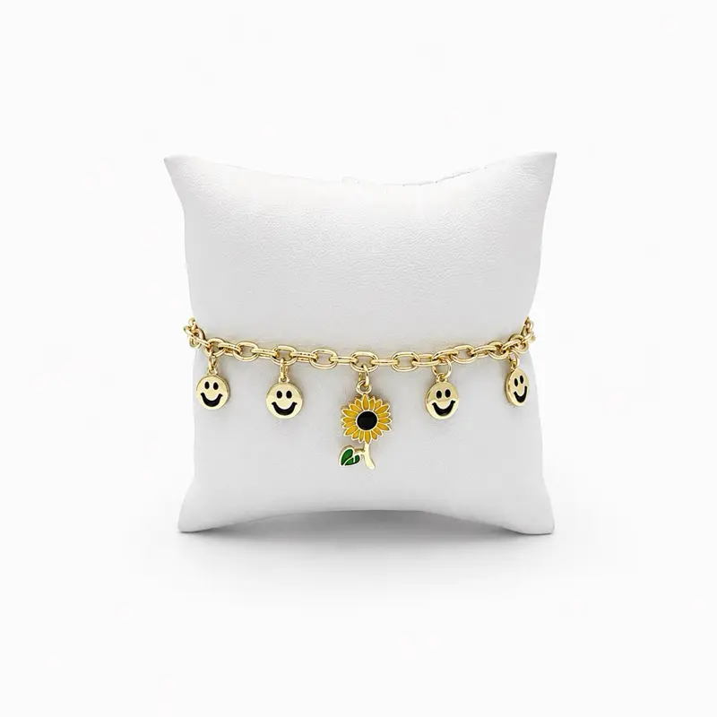 B12 Happy Face -Sunflower Bracelet- Gold Plated 14k