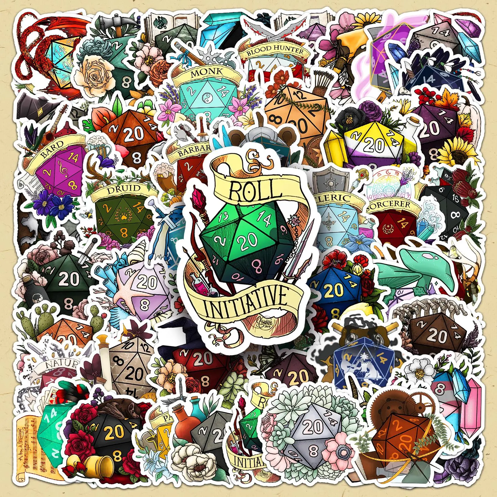 Dice Pattern Sticker, 50pcs/set DIY Self-adhesive Decorative Stickers, DIY Supplies for Cellphone, Phone Case, Computer, Guitar, Bag, Water Cup, Scrapbooking, Stamping