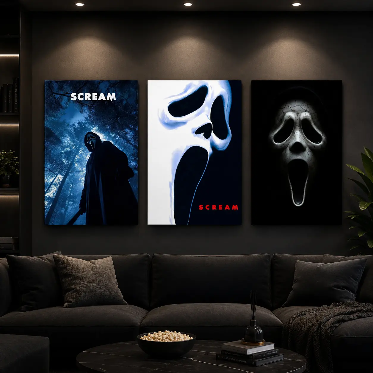 Ghostface Scream Canvas Print - Graphic Print Design, Artistic Cool Wall Art, Home Wall Decor Pictures, Classic Horror Movie Poster for Bedroom, Halloween Room Decor