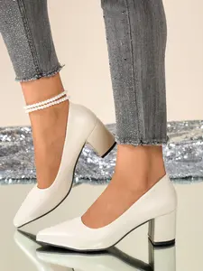 Women's High Heel Shoes All Seasons, Slip-On Pointed Toe Chunky Heel, Artificial Leather, Vintage Style Classic Classy Stylish Elegant Casual Workwear