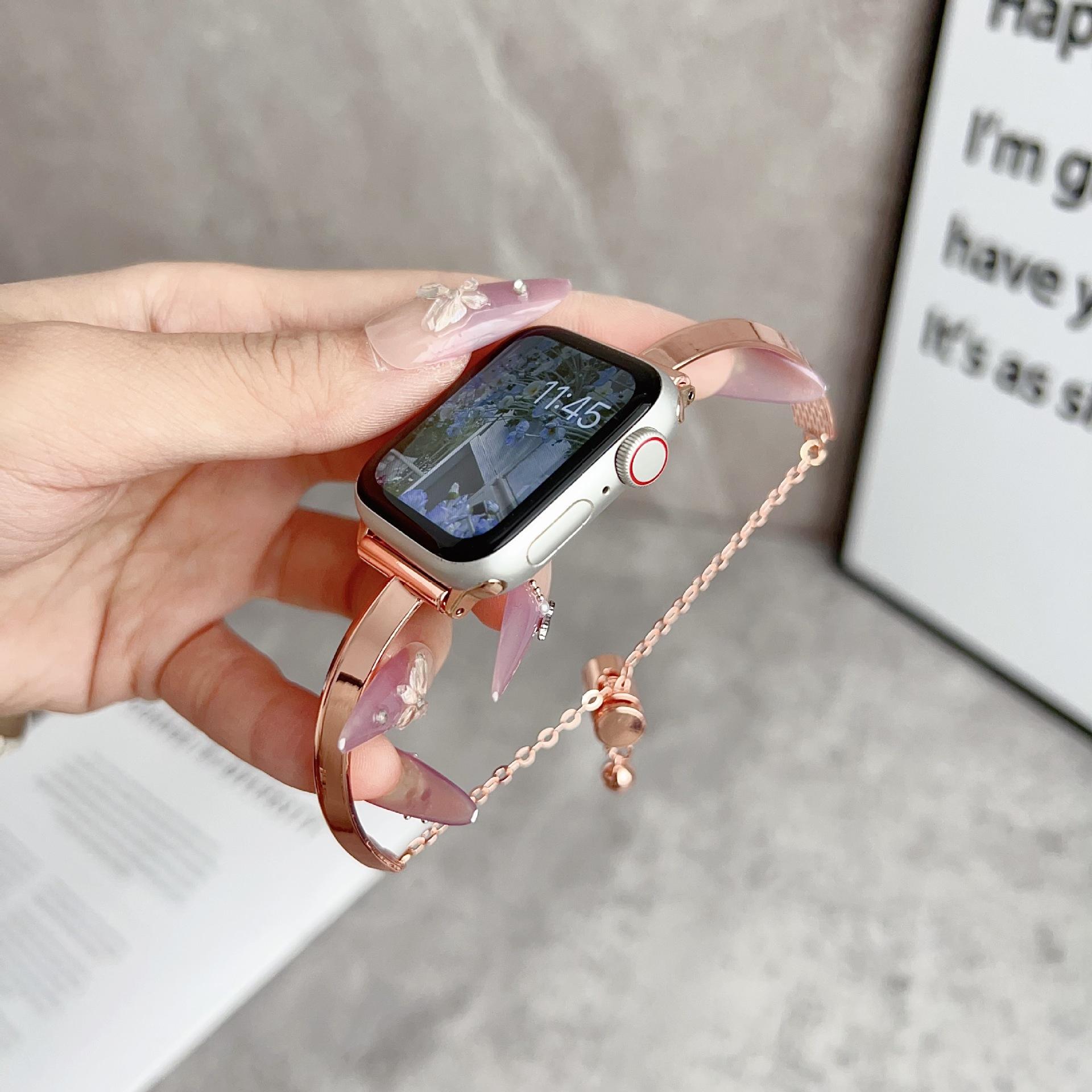 T-Shaped Eco-Friendly Metal Apple Watch Band for Women, Compatible with Ultra, SE & Series 1–10, Minimalist Stylish Bracelet Strap for Everyday & Spring Wear