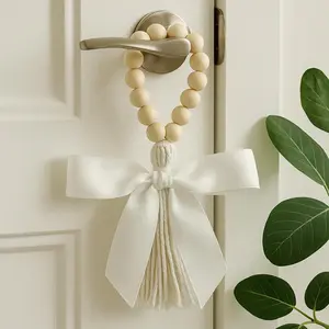 Wooden Bead Tassel Door Hanger, Simple Bowknot Design Door Hanger, Home Decor Products for Front Door, Bedroom Door, Door Hanger for Graduation, Hanging Decoration