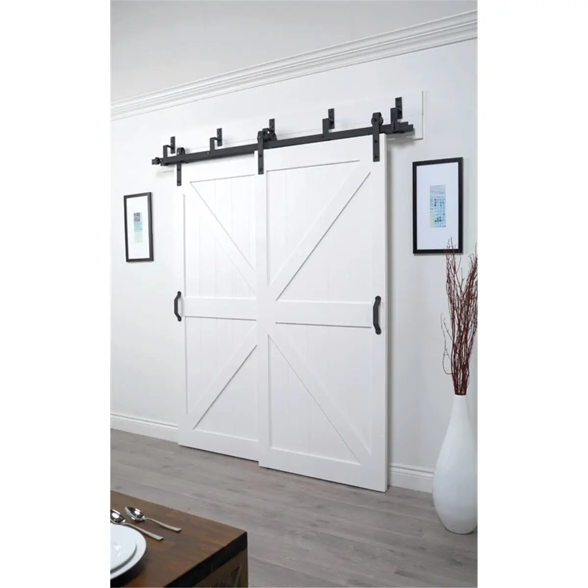 Acme Black Steel Sliding Door Track Kit, 8.87 x 5.31 in., for Garden, Lawn & Home Improvement Building Projects