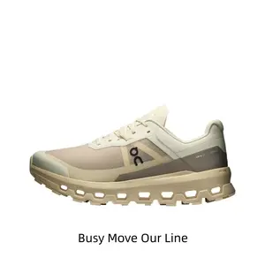 Khaki Beige Colorblock Breathable Mesh Running Shoes Chunk Hollow Shock Absorbing Midsole Wear Resistant Rubber Outsole Unisex Outdoor Hiking Sports Footwear