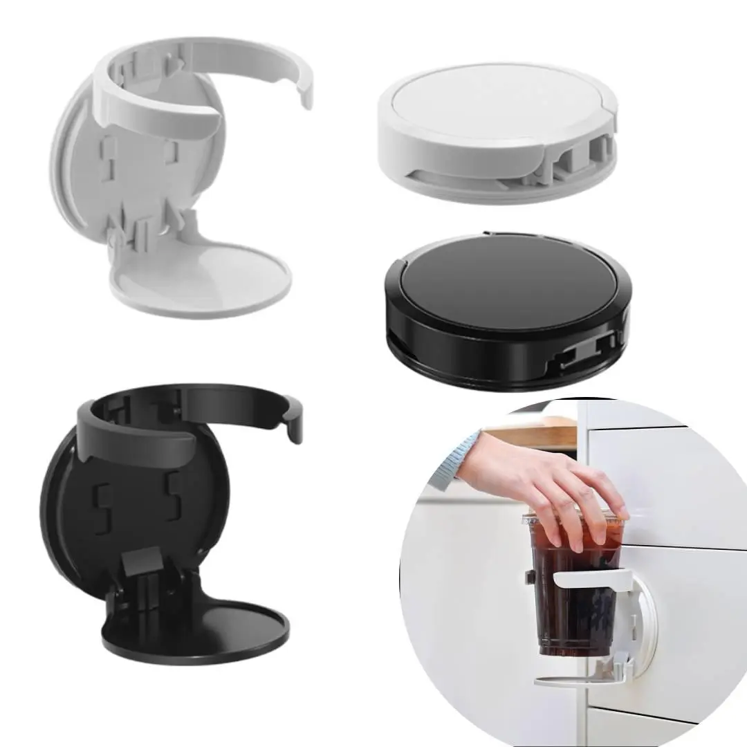 4-Pcs Multifunctional Stable Foldable Hole-Free Wall Mount Cup Holder - All-Seasons Use, Anti-Tipping, Secure Support for Coffee Cups & Water Bottles, Organizer for Kitchen, Ideal for Dormitory Users & Offices, No