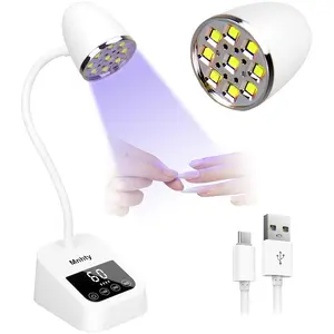 27W Rechargeable Mini Cordless U V LED Nail Lamp, Gooseneck Flash Cure Light for Gel Nails with 3 Timers & Sensor, Fast Curing Lamp for Gel X, Snow White
