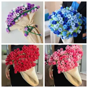 1Set Floral Blanket Crochet Kit for Beginners, Crochet Kit for Adults with Step-by-Step Text Tutorials, DIY Crochet Flower Bouquet Blanket, Handmade Crochet Flowers, Cute Romantic Gift for Girlfriend and mother, Mother's Day Valentine's Day Wedding Ann