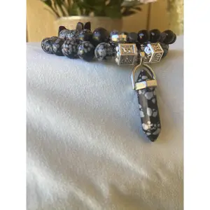 Snowflake Obsidian Boho Bracelet