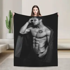 [Dean Winchester Inspired] Lightweight Soft Warm Blanket | Inspired by Dean Winchester, Mixed Color, Contemporary Style | Suitable for Napping, Camping, Traveling, Home Decoration, Bed or Sofa