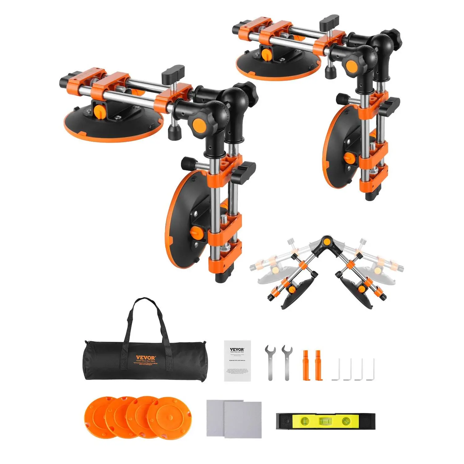 VEVOR Seamless Seam Setter, 2 Packs Granite Seam Setter with 6 in Vacuum Suction Cups, Seam Joiner for Seam Joining Leveling, 90-120 Adjustable, Countertop Installation Tool for Tile Marble Slab