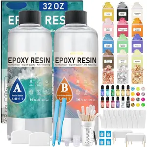 Epoxy  32 OZ, Epoxy  Kit,  Clear  Not Yellowing Epoxy Kit Self-Leveling & Bubble-Free for Beginner Coating Casting DIY  Making Art Crafts (16 OZ+16 OZ)