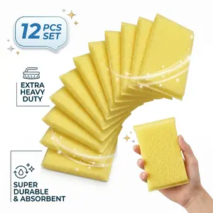 12-Pack Lemon Cleaning Sponge Scrubber