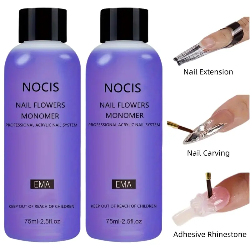 Nail Extension Acrylic Liquid Monomer System, 2 Counts Professional Acrylic Liquid for Salon & DIY Use, Nail Art Supplies, Nail Art Design