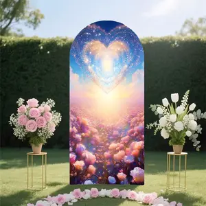 【Arch Backdrop Fabric】Heart-shaped themed arch backdrop cover (arch frame not included), suitable for Valentine's Day, birthdays, weddings, photo backdrops, and other occasions. Available in multiple sizes for party decorations.