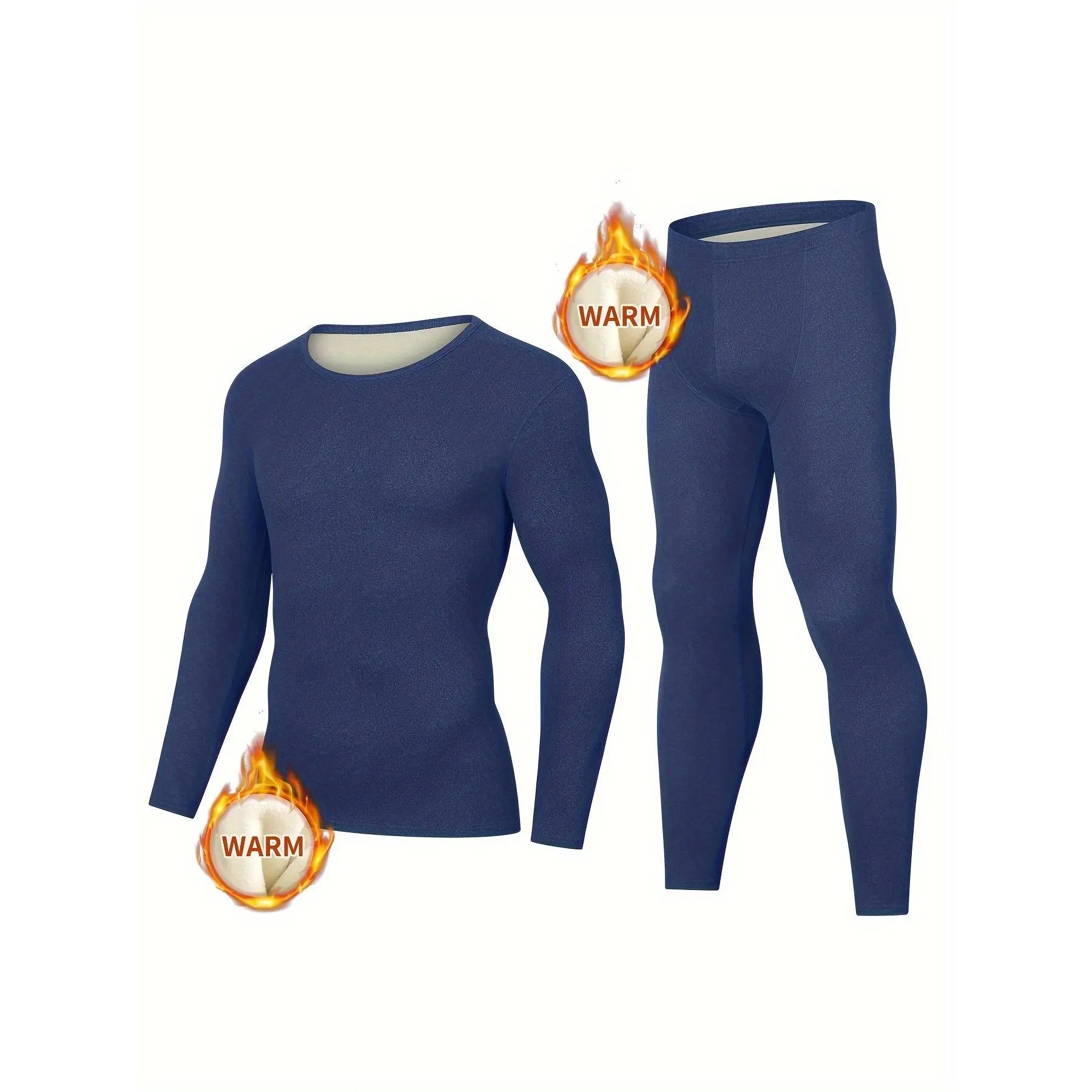 Mens Seamless Thermal Underwear Set 2pcs Long Sleeve Top  Bottom Ideal AutumnWinter Base Layer for Warmth Comfort
