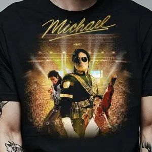 Michael Jackson King of Pop Halftone T-Shirt Design for Black Garments