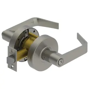 Hager 2500 Series Heavy Gauge Steel/Zinc Grade 2 Cylindrical Privacy Lock, 2-3/4" Backset, Satin Chrome Finish, Withnell Lever Style, ASA Strike
