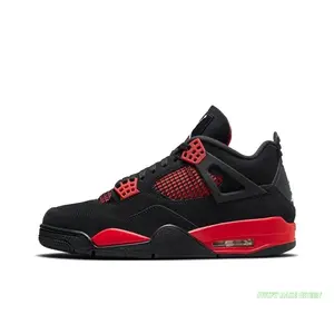 Black and Red Mid-Top Retro Basketball Shoes