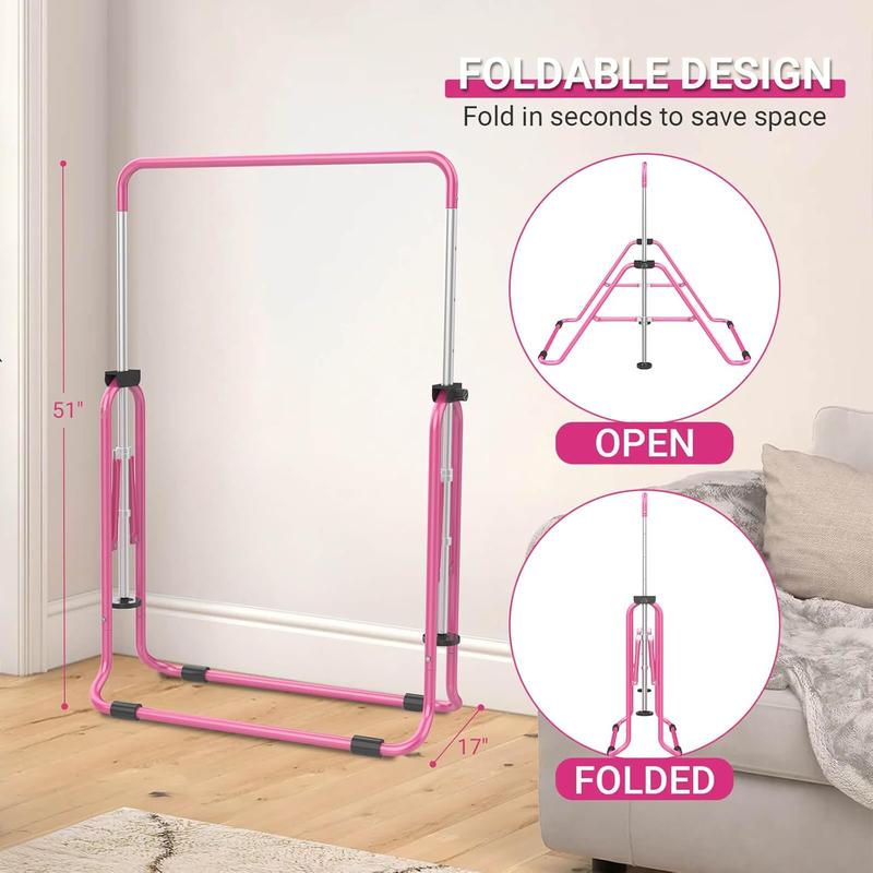 Foldable Gymnastics Bar, 5-Height Adjustable Gymnastic Bars for  at ,Robust &  for Indoor/Outdoor Using,Weight Limit 140LBS