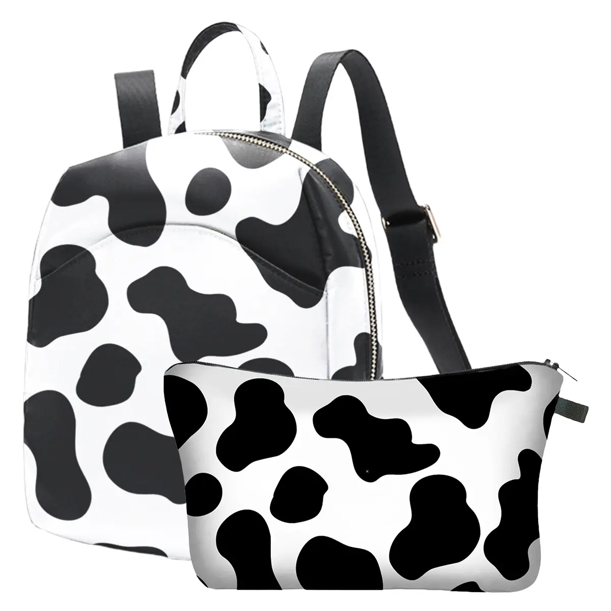 Back to school Shopping 2PCS Alikpop Cow Print Mini Backpack Set For Women Small Backpack Purse For Ladies Cute Bookbag casual Travel Shoulder Bag With Charm