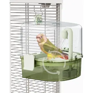 Automatic Bird Baths for Cage Indoor Parakeet Bath with Pump Bird Shower with 2 Modes Running Water Bird Cage Accessory for Pet Birds Conure Budgies Cockatiels Lovebird Green