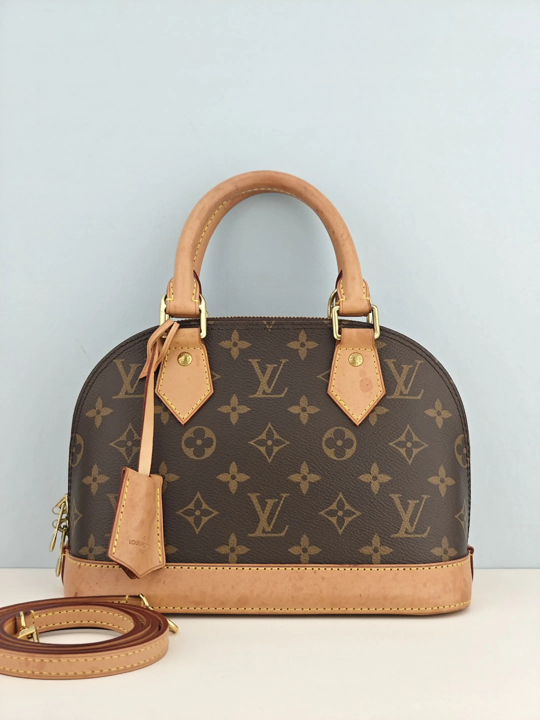 Pre-owned Monogram coated canvas Shoulder Bags Louis Vuitton Monogram Canvas Alma BB Satchel Handbag【ML3270】