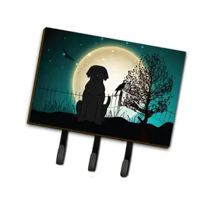 212 MAIN Halloween Theme Metal Hanger - Wall-Mounted Hanging Key Hooks, Scary Black Labrador Leash Holder, Hardboard Tile Home Decor Organizer, Wall-Mounted Key Hooks