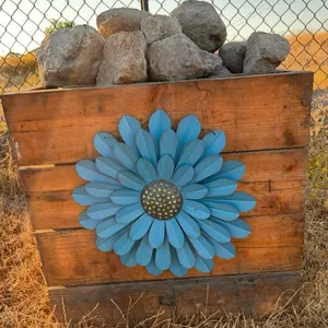 Galvanized Farmhouse Metal Flowers Wall Decor Rustic Art Decorations Hanging For Indoor Living Room Outdoor Porch 12x12 Inches