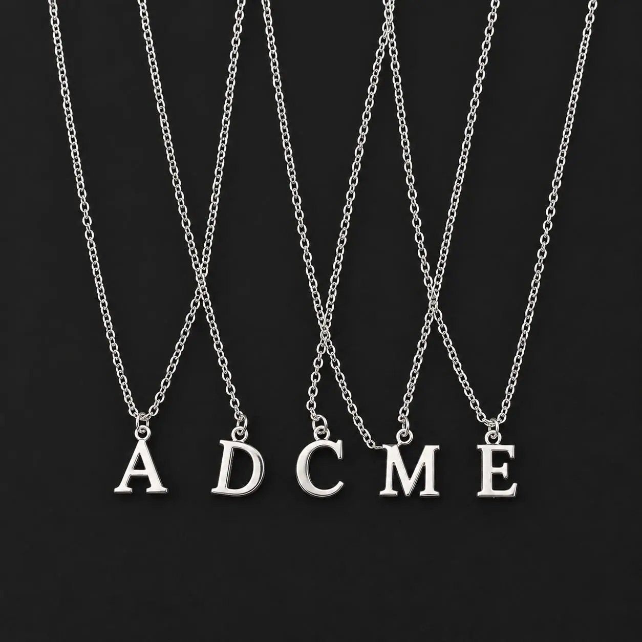 Silver Color A-Z English Alphabet Letter Pendants Necklaces For Women Metal Jewelry Simple Initial Chain Choker Collares