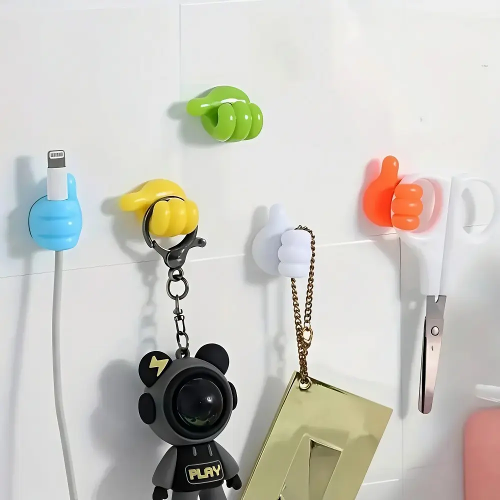 Multifunctional creative thumb hook for bathroom and living room seamless hook for data cable fixation cute sticky hook Adhesive