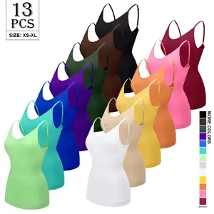 Women's Solid Color Crew Neck Shapewear Adjustable Strap Tank Top Tummy Control Seamless Shaper Various Colors Vest Women's Shapewear Workout Vest Camisole Cami Tops