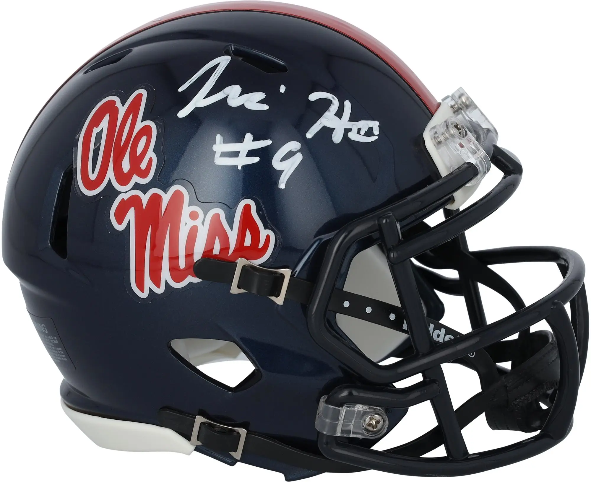 Tre Harris Ole Miss Rebels Autographed Riddell Navy Speed Mini Helmet - Fanatics Authentic Certified