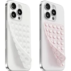 Silicone Suction Phone Case Mount, 2 Pack Silicon Adhesive Phone Grip for Smartphones, Hands-Free Mirror Shower Phone Holder for Selfies, Tiktok Videos, Accessories, Adhesive Cellphone Holder