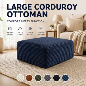 Oversized Corduroy Ottoman Modern Soft Foot Rest Stool for Living Room Bedroom Apartment OT0015