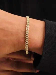 ICED CHICS 5mm Miami Cuban Link Bracelet, full of zircon hip-hop accessories, suitable for both men and women, suitable for daily wear, street casual style, a beautiful gift