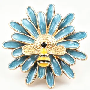 Enamel Flower Bee Brooch Perfect for Fresh Pastoral Outfits Garden Picnics Nature Inspired Gatherings