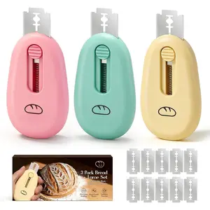 3-Pack Bread Lame, Professional Sourdough Scoring Tool & Bread Scoring Tool, Dough Scoring Tool Set with  Handle, Includes 10 Replacement  & Scoring Patterns Booklet